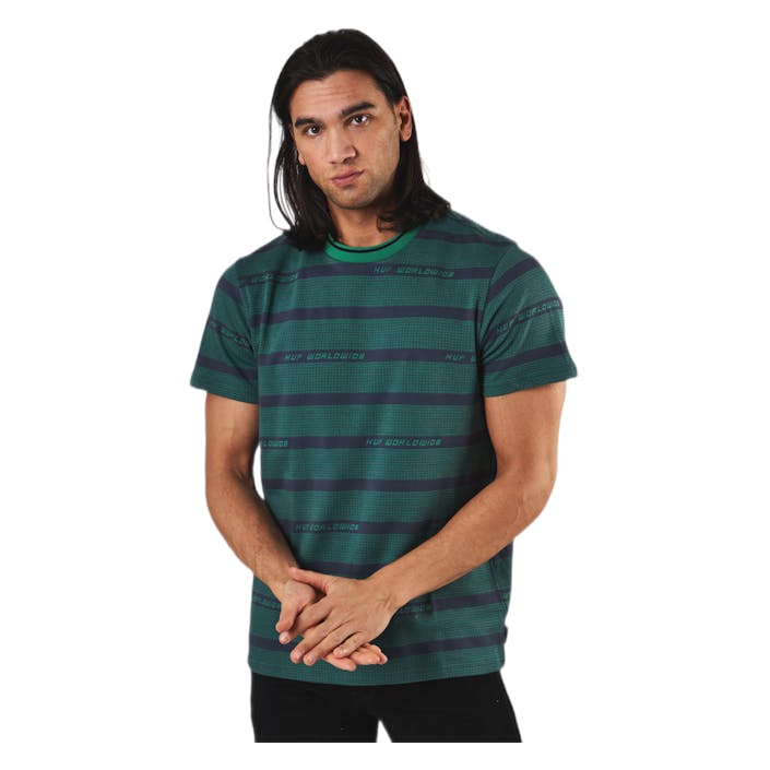 Enzo Striped S/s Knit Top Dynamic Cobalt, Male, Abbigliamento, Tops, Verde, XL