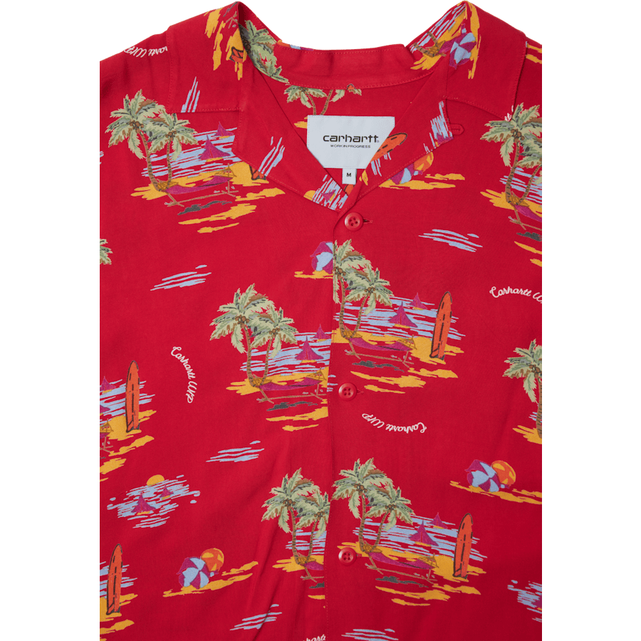 S/s Beach Shirt Beach Print, Etna Red /--- - Bild 2