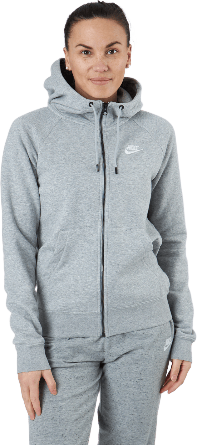 Women's Full-zip Fleece Hoodie Dk Grey Heather/white, Female, Vêtements, Chemises, Gris, S