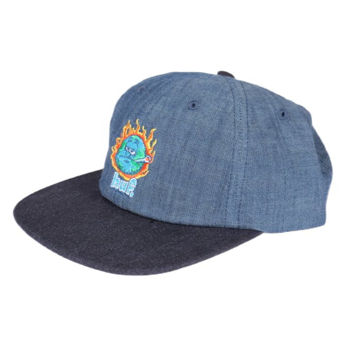 Global Warming 6 Panel Hat Blue Chambray, Unisex, Apparels, Hats & Caps, Blue, ONESIZE