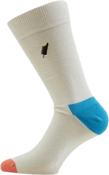 Embroidery Ice Cream Sock White, Unisex, Kläder, Strumpor, Blå, 36-40