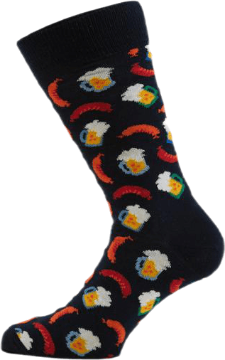 Beer And Sausage Sock Navy, Unisex, Kläder, Strumpor, Flerfärgad, 41-46