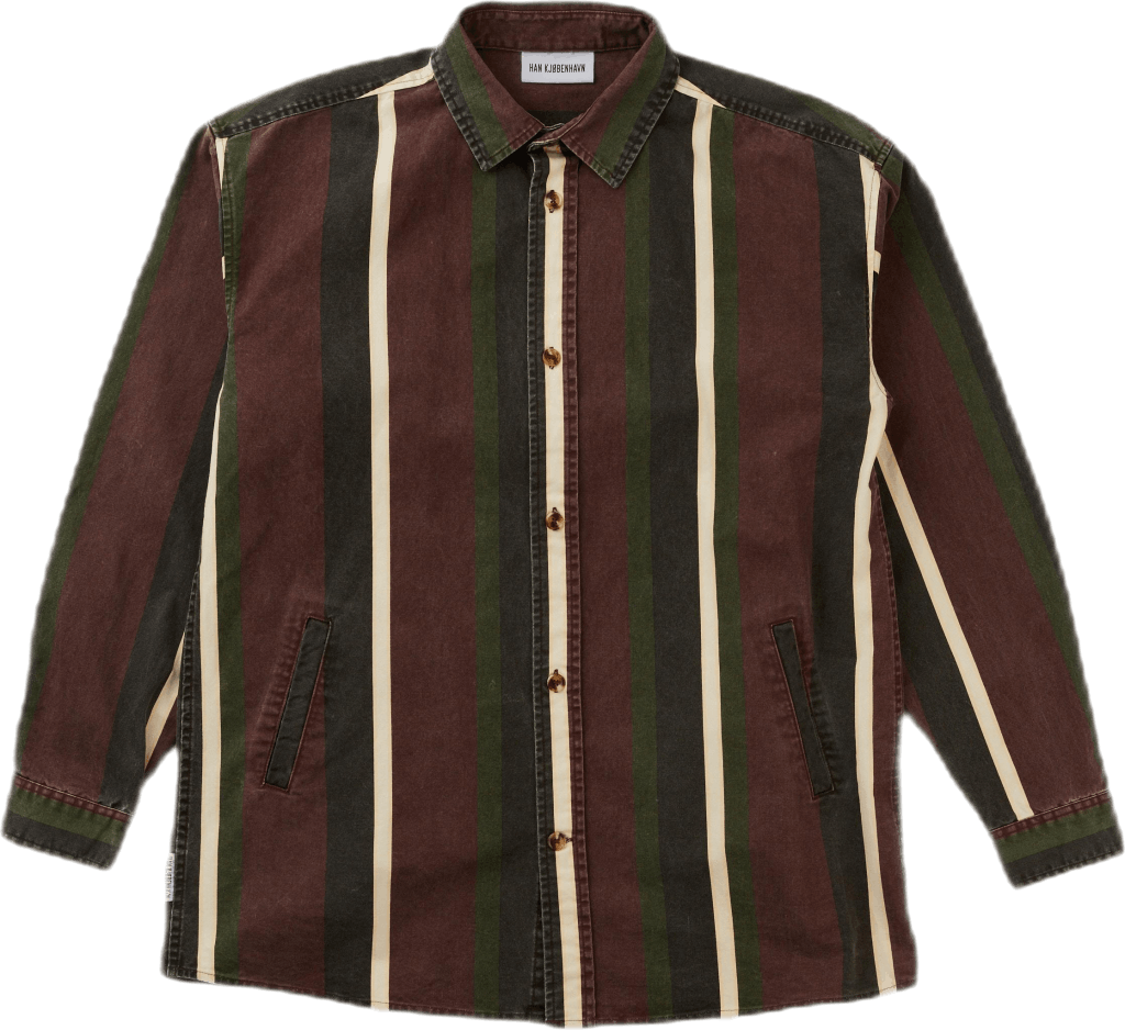 Shirt Jacket Dark Stripe, Male, Kläder, Tops, Röd, S