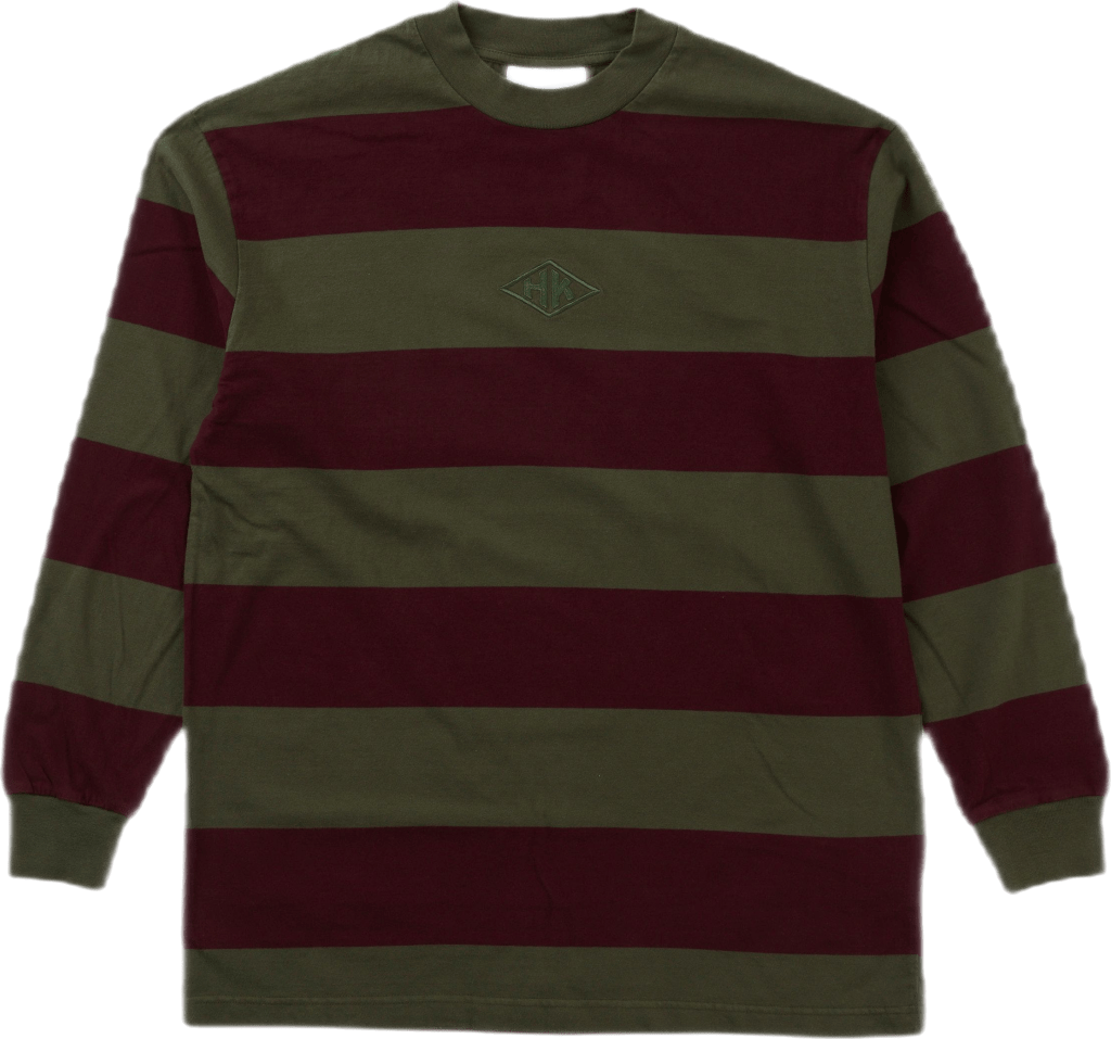 Boxy Tee Long Sleeve Burgundy Stripe