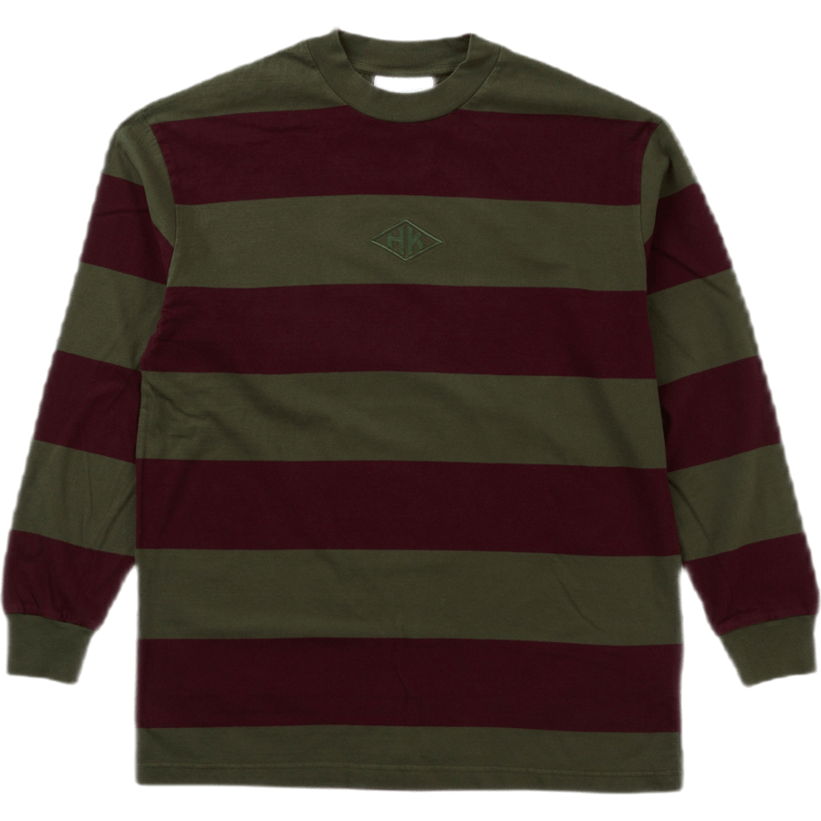 Boxy Tee Long Sleeve Burgundy Stripe