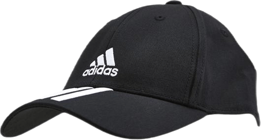 Baseball 3 Stripes Cap Cotton Twill Black / White / White