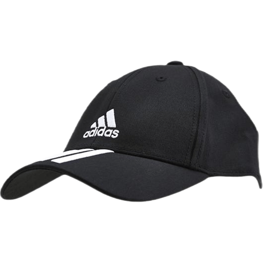 Baseball 3 Stripes Cap Cotton Twill Black / White / White