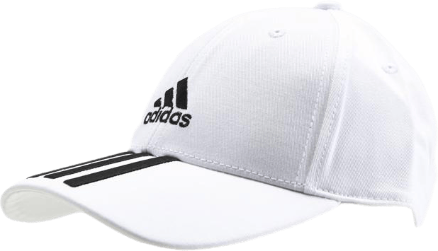 Baseball 3 Stripes Cap Cotton Twill White / Black / Black, Unisex, Klær, luer og caps, Hvit, 56
