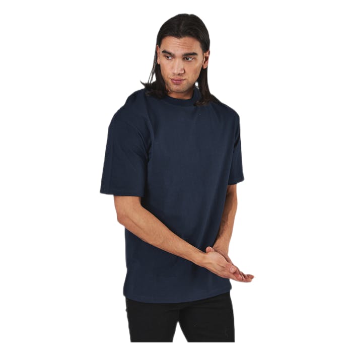 Brink Tee Ss Crew Neck Navy Blazer, Male, Kläder, T-shirt, Blå, XXL