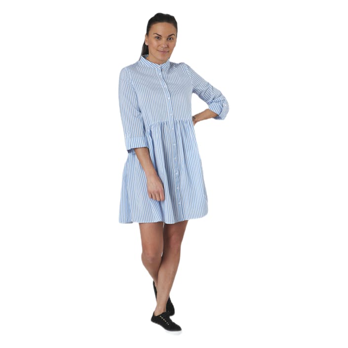 Ditte Life Stripe 3/4 Dress W White, Female, Apparels, skirts & dresses, Multi color, 36