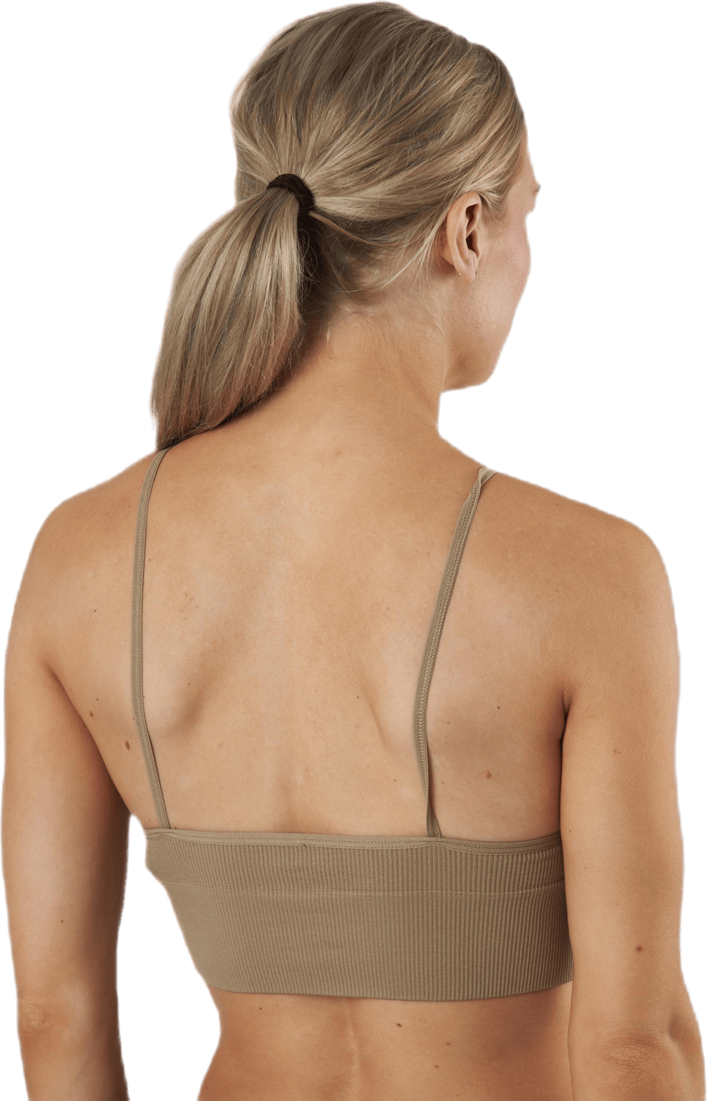 Vicky Rib Seamless V-neck Top Beige - Bild 3