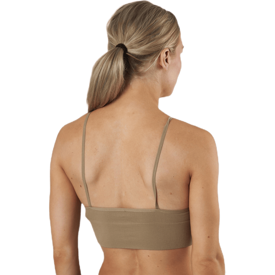 Vicky Rib Seamless V-neck Top Beige - Bild 3