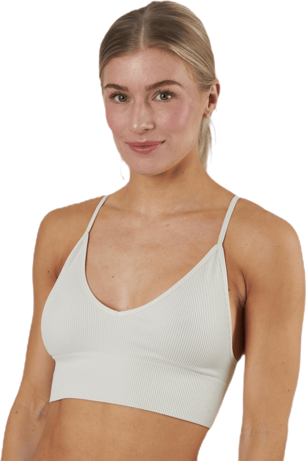 Vicky Rib Seamless V-neck Top Grey, Female, Abbigliamento, Reggiseno sportivo, Bianca, M/L