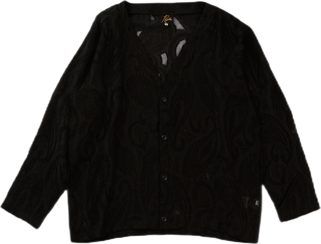 V Neck Cardigane - Paisley Cut Black