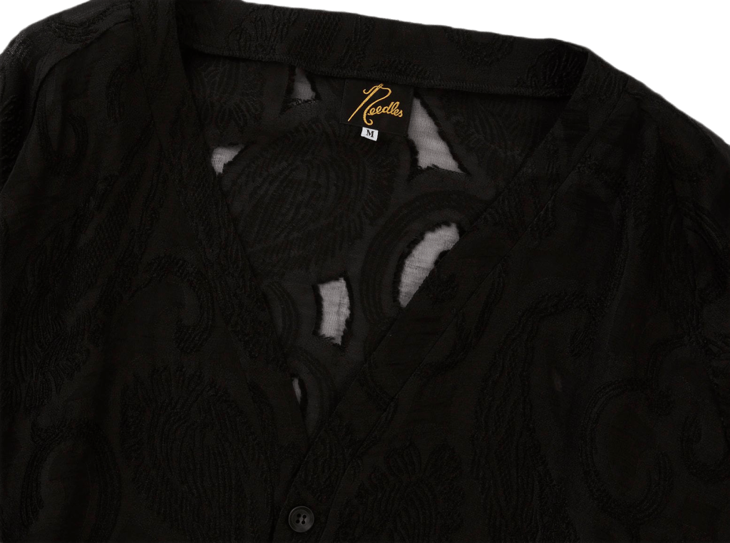 V Neck Cardigane - Paisley Cut Black - Bild 2