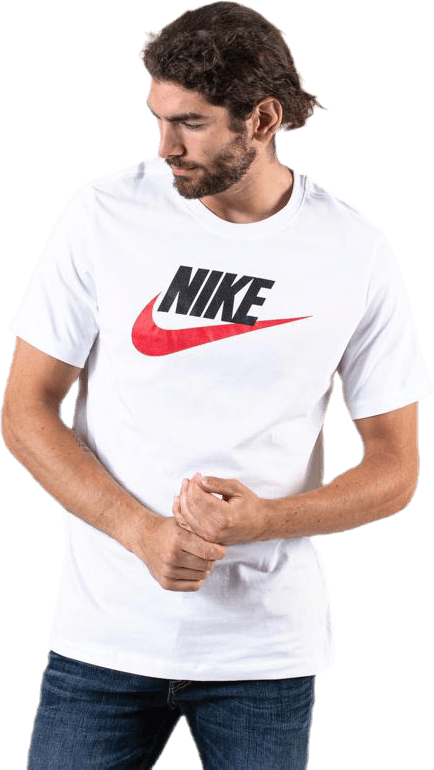 Sportswear Men's T-Shirt WHITE/BLACK/UNIVERSITY RED, Male, Odzież, Podkoszulek, Biały, XXL