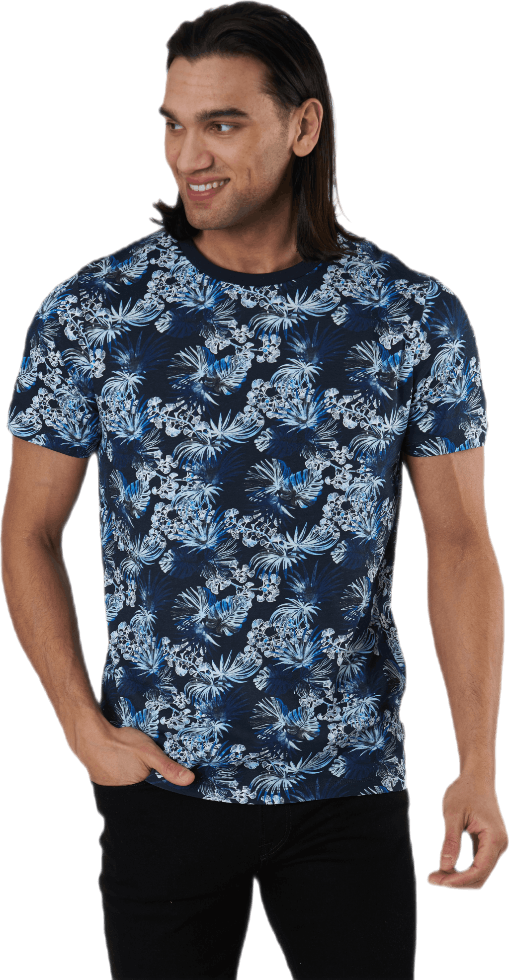 Graduation Aop Tee Ss Crew Neck Blue, Male, Apparels, T-shirt, Blue, S