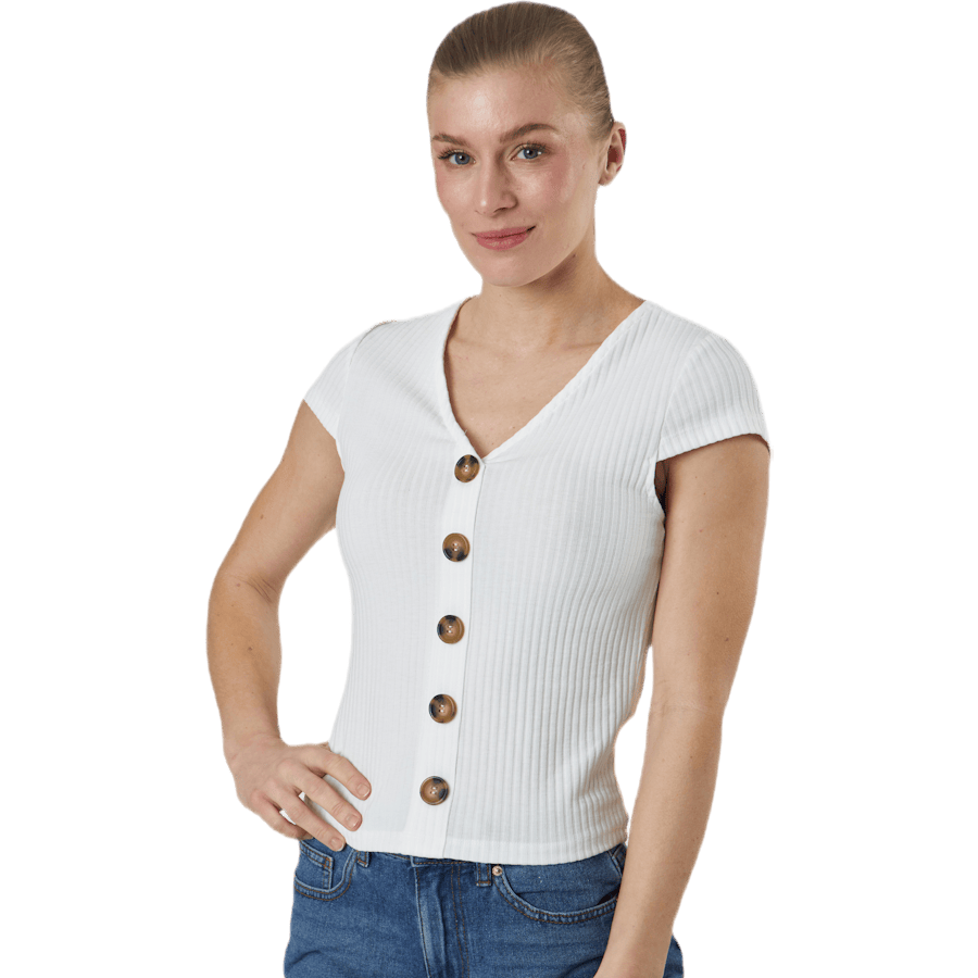 Nella S/S Button Top Jrs White