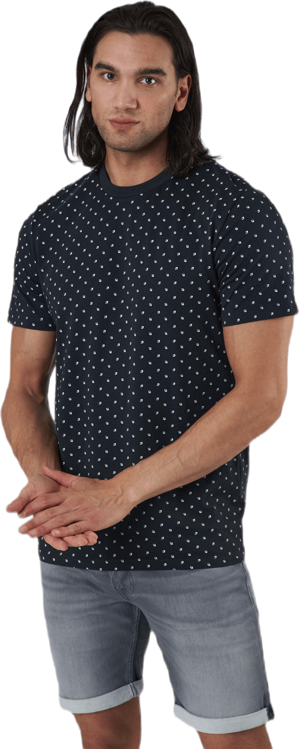 Minimal Aop Tee Ss Crew Neck Blue, Male, Kleding, T-shirt, Blauw, XL