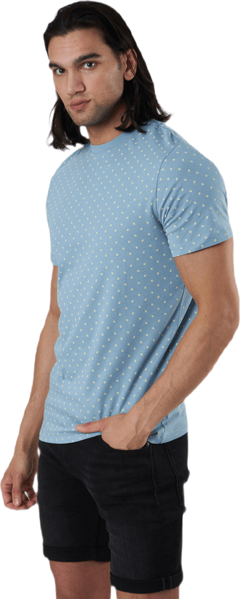 Minimal Aop Tee Ss Crew Neck Blue, Male, Odevy, Tričko, Modrá, M