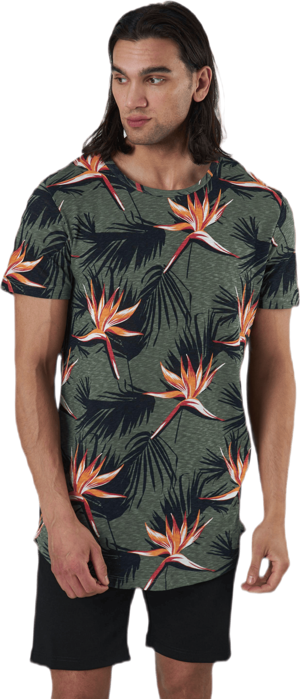 Florall Tee Ss Crew Neck Blue