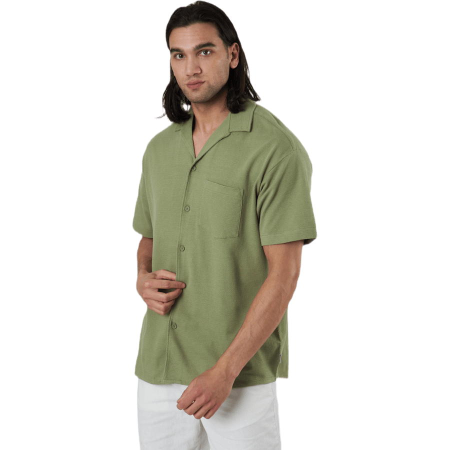 Findus Resort Shirt Ss One Pocket Green