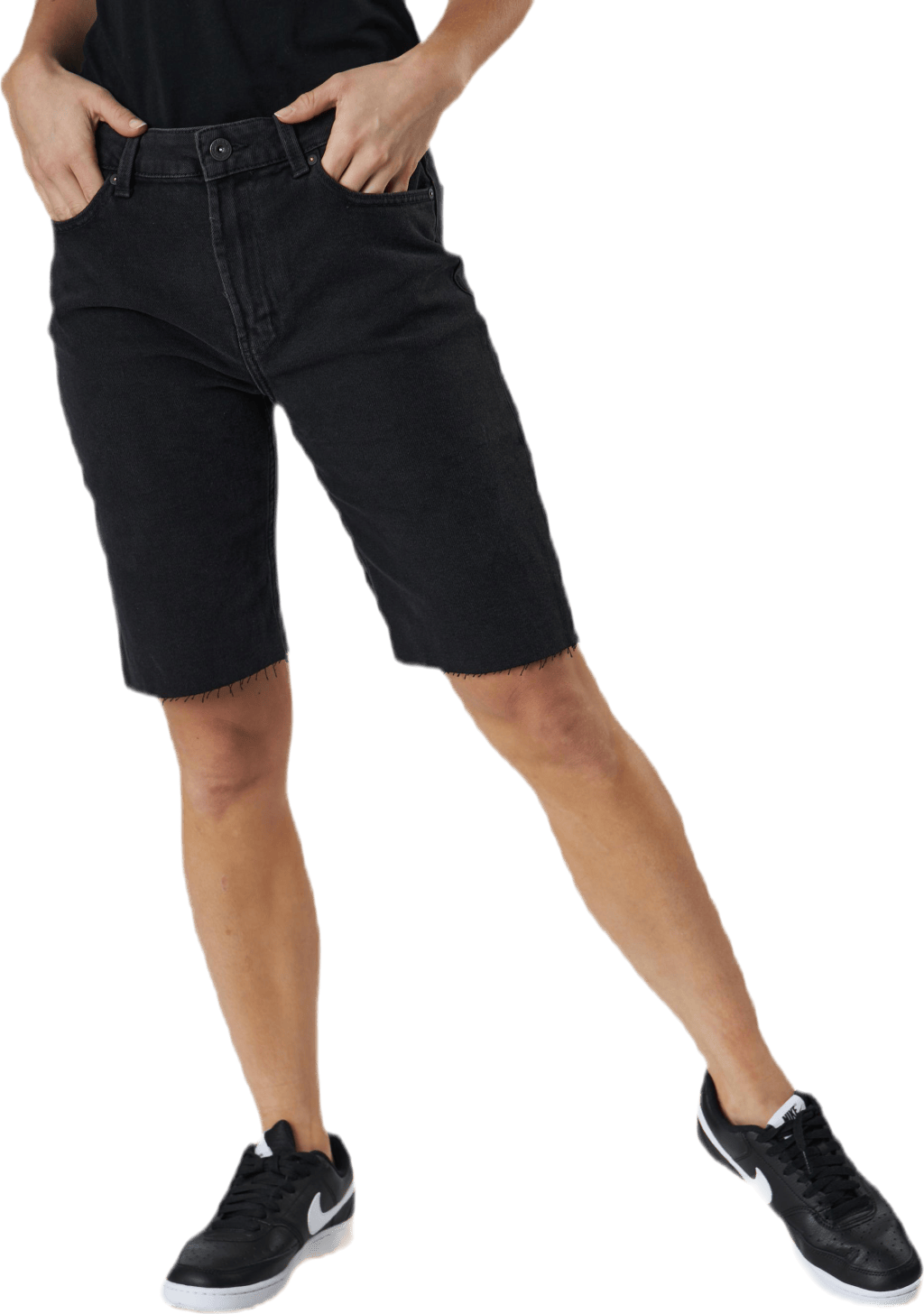 Emily Hw Long Shorts Raw Bb Mas0033 Black