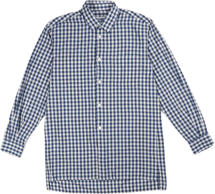 Tall Shirt Small Indigo Checks, Unisex, Vêtements, Chemises, Multicolore, 46