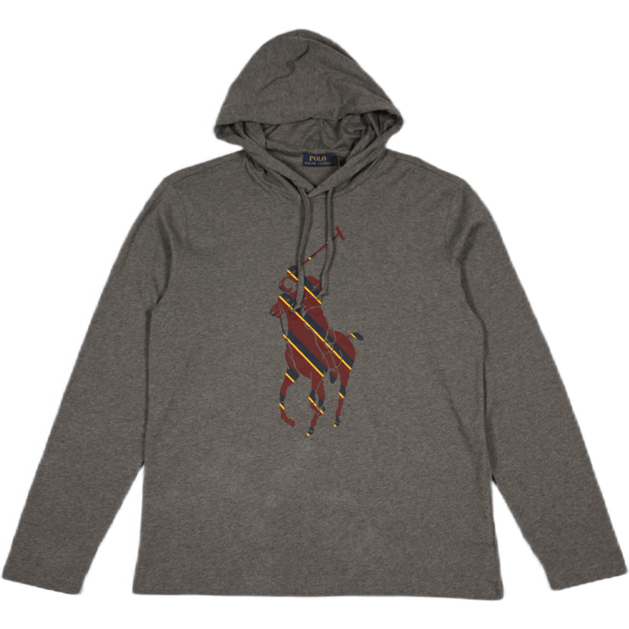 Striped Big Pony Hooded T-Shirt Grey Htr