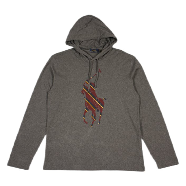 Striped Big Pony Hooded T-Shirt Grey Htr, Male, Vêtements, Tops, Gris, XXL