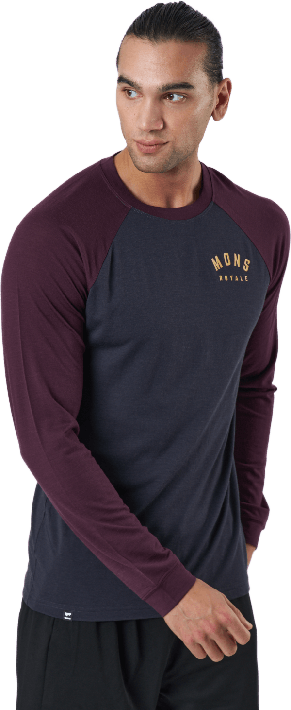 Icon Raglan Wine / 9 Iron, Male, Kläder, basskikt, Lila, L