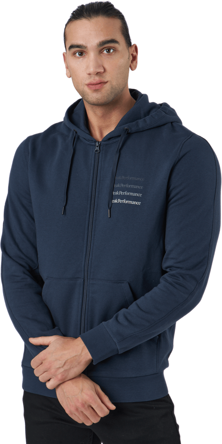 M Ground Zip Hood Blue Shadow, Male, Apparels, Shirts, Blue, S