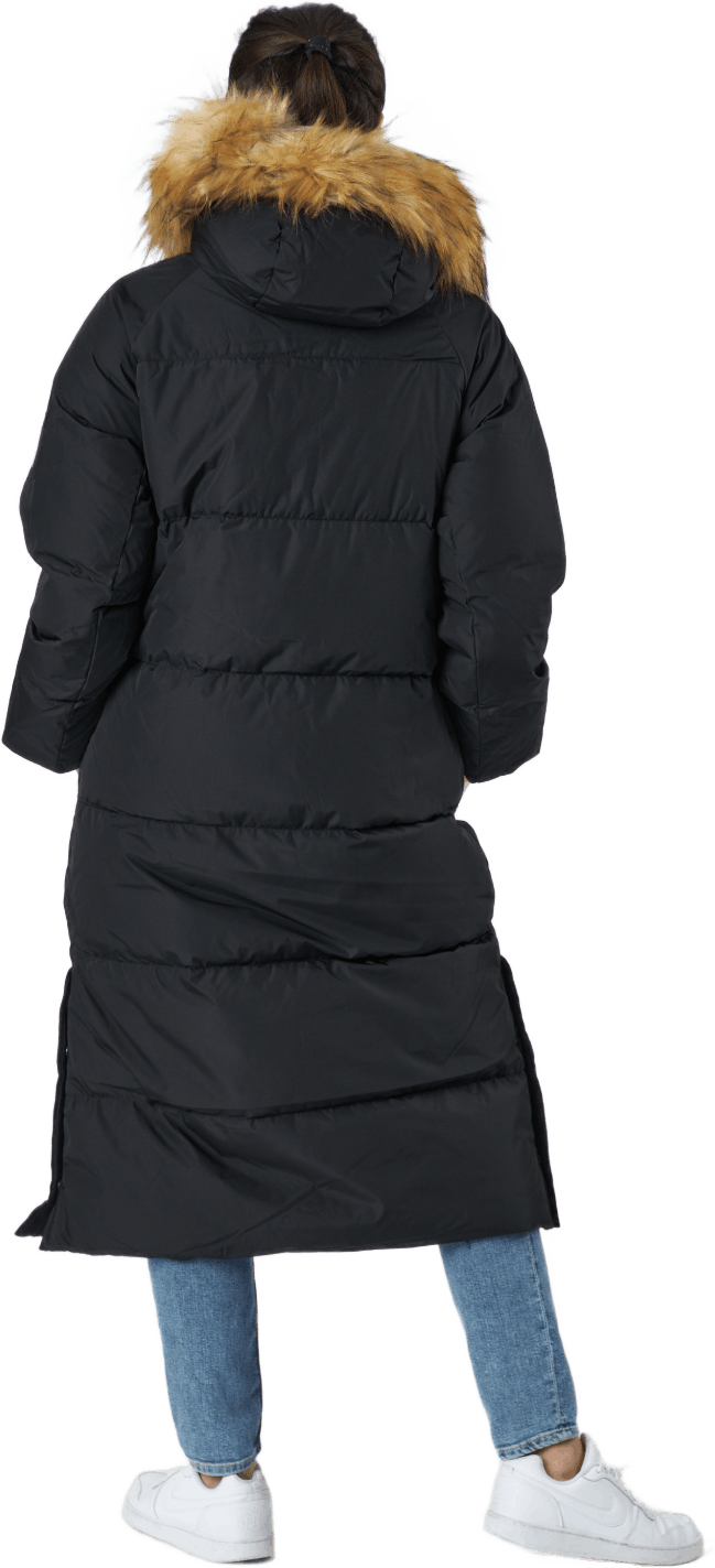 W. Loose Fur Hood Coat Black