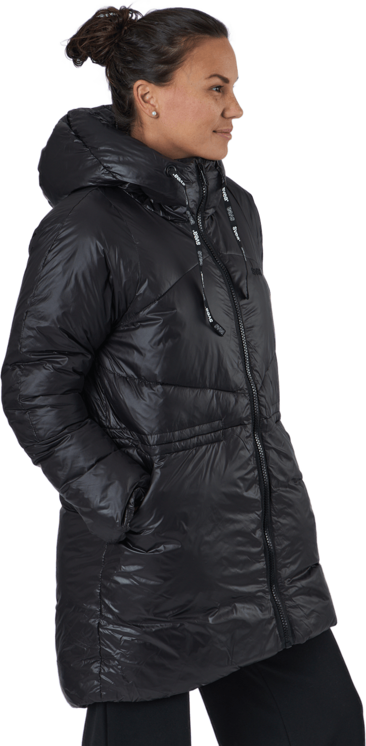 W. Mid Length Shiny Jacket Black - Bild 2