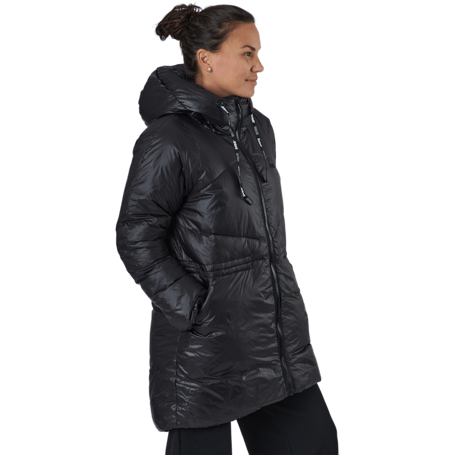 W. Mid Length Shiny Jacket Black - Bild 2