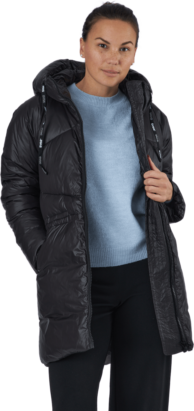 W. Mid Length Shiny Jacket Black - Bild 4