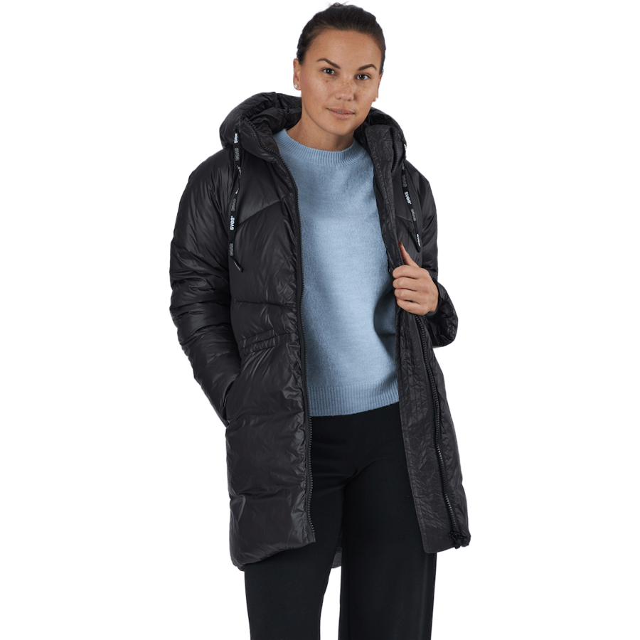 W. Mid Length Shiny Jacket Black - Bild 4