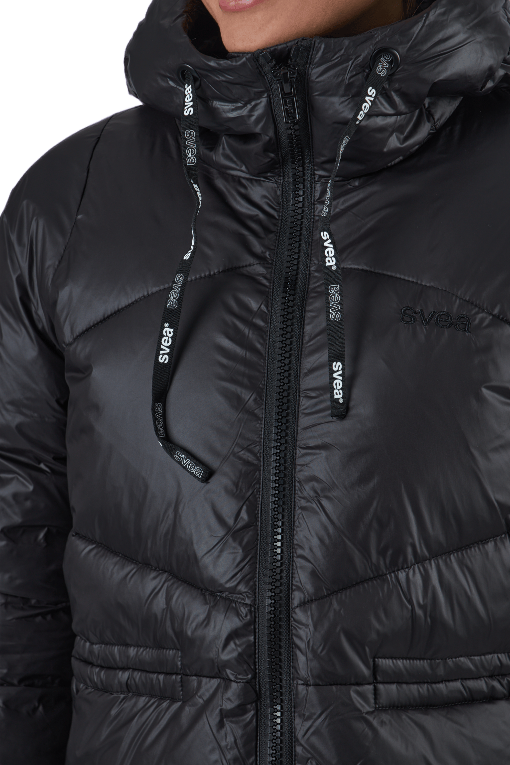 W. Mid Length Shiny Jacket Black - Bild 6