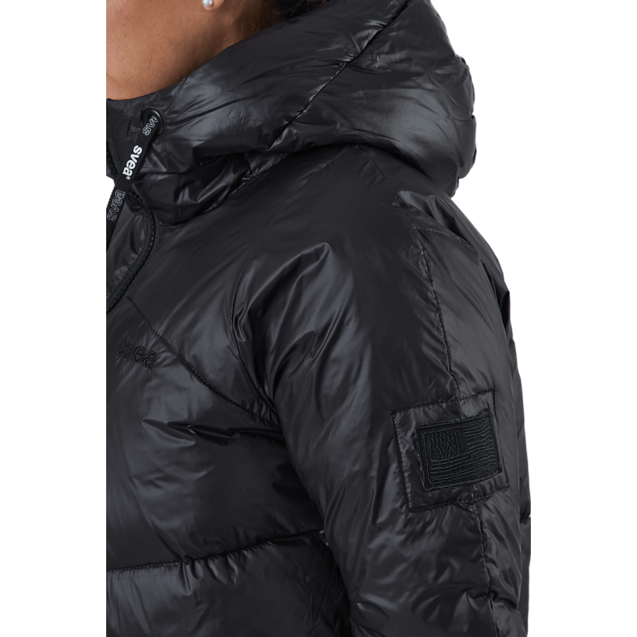 W. Mid Length Shiny Jacket Black - Bild 7