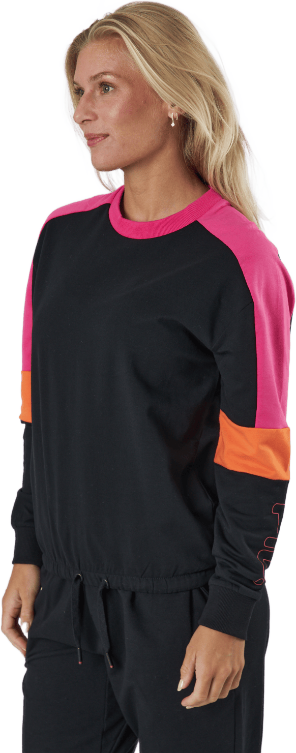 Paulina Cropped Crew Sweat Black-beetroot Purple-mandarin - Bild 2