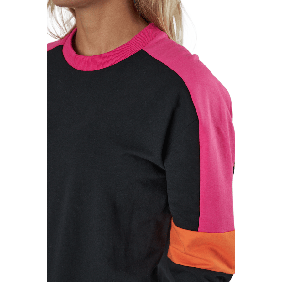 Paulina Cropped Crew Sweat Black-beetroot Purple-mandarin - Bild 5