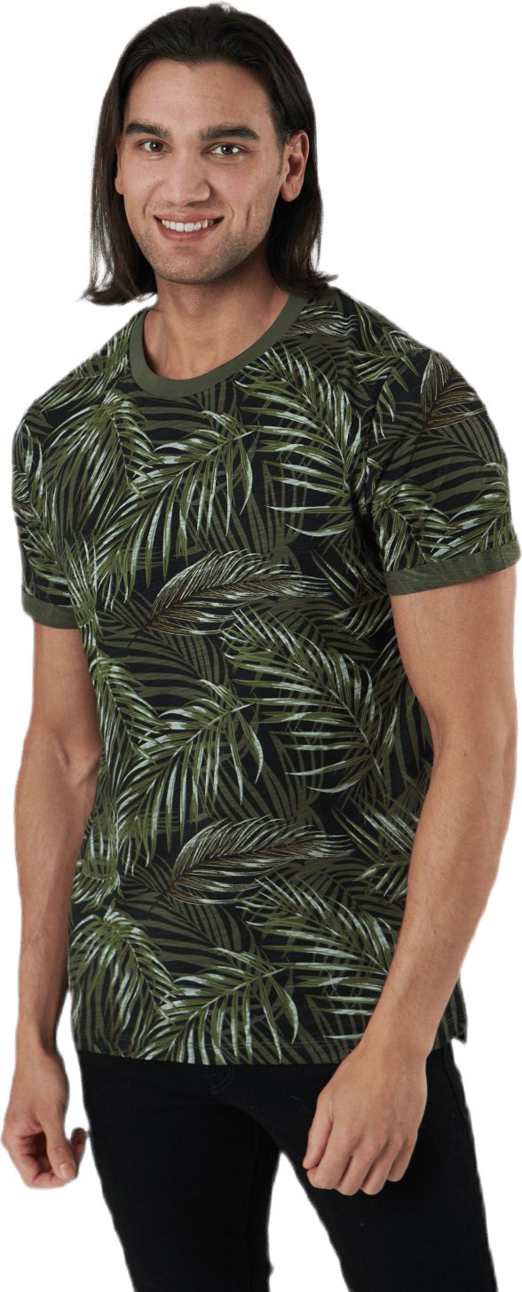 Beach Ss Tee Aop Ltn Svart, Male, Apparels, T-shirt, Multi color, S