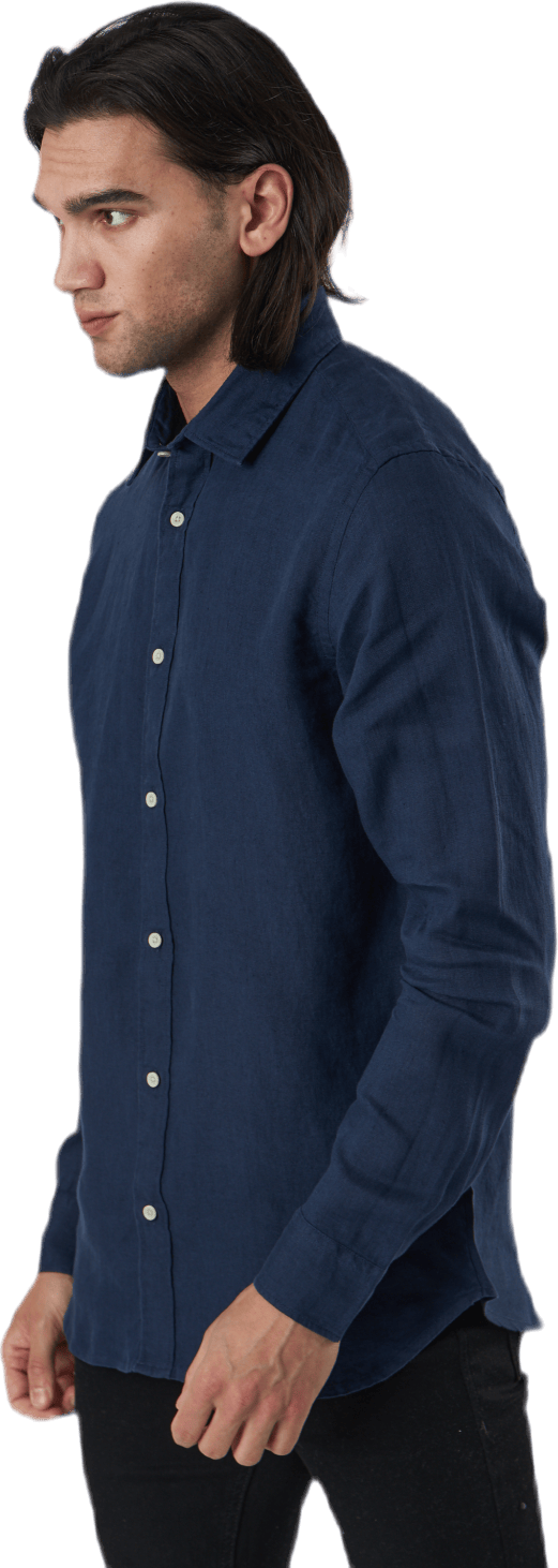 Bluplain Linen Shirt L/s Blå - Bild 2