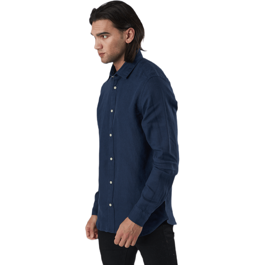 Bluplain Linen Shirt L/s Blå - Bild 2