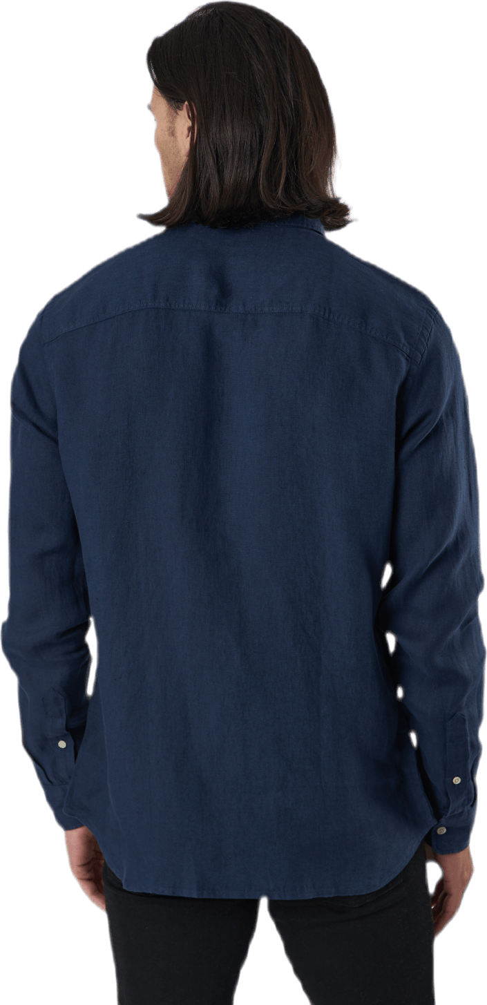 Bluplain Linen Shirt L/s Blå - Bild 3