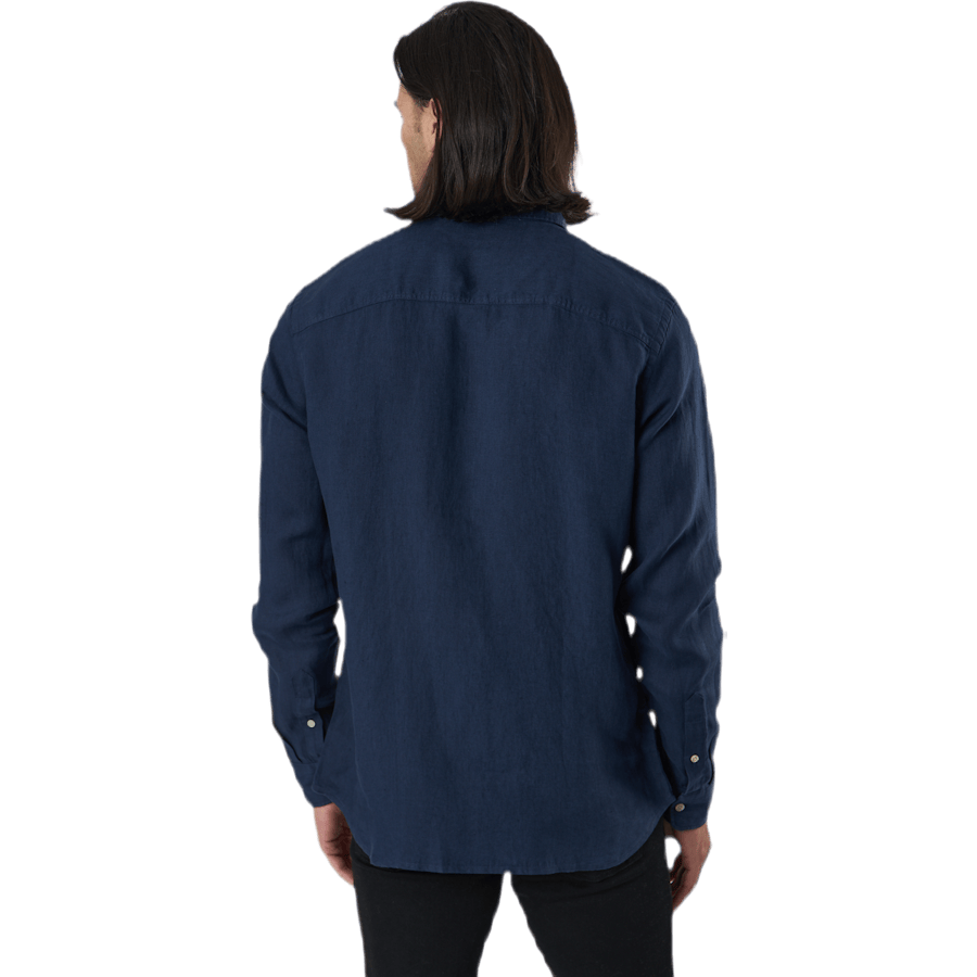 Bluplain Linen Shirt L/s Blå - Bild 3