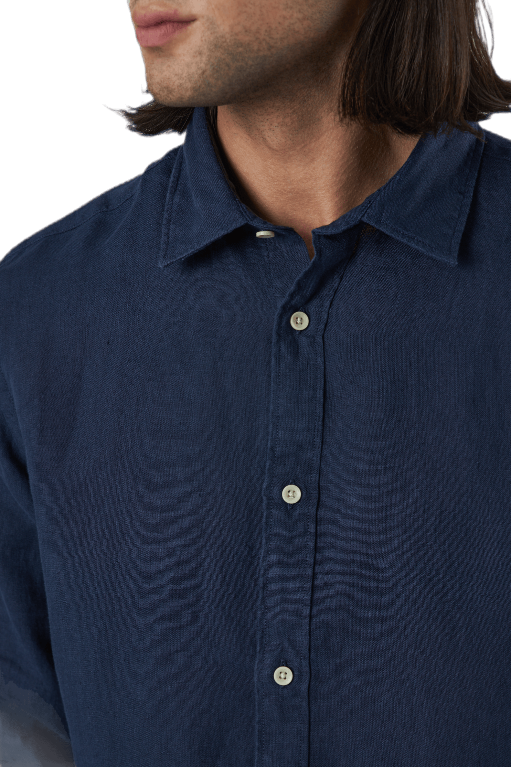 Bluplain Linen Shirt L/s Blå - Bild 4