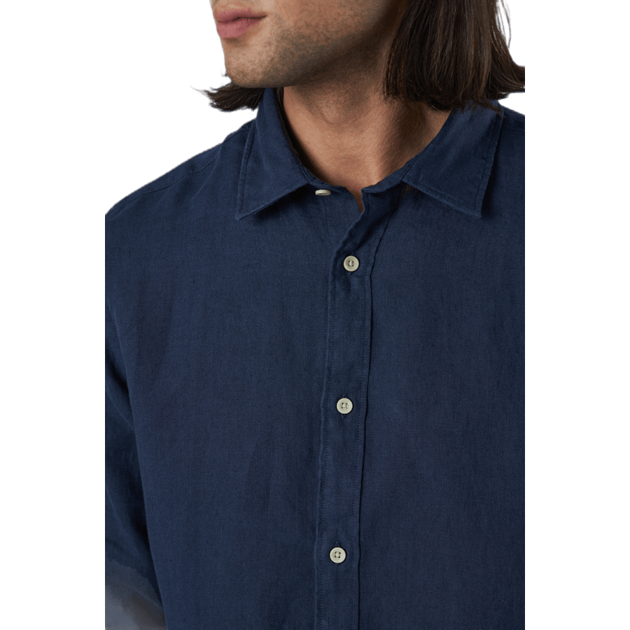 Bluplain Linen Shirt L/s Blå - Bild 4