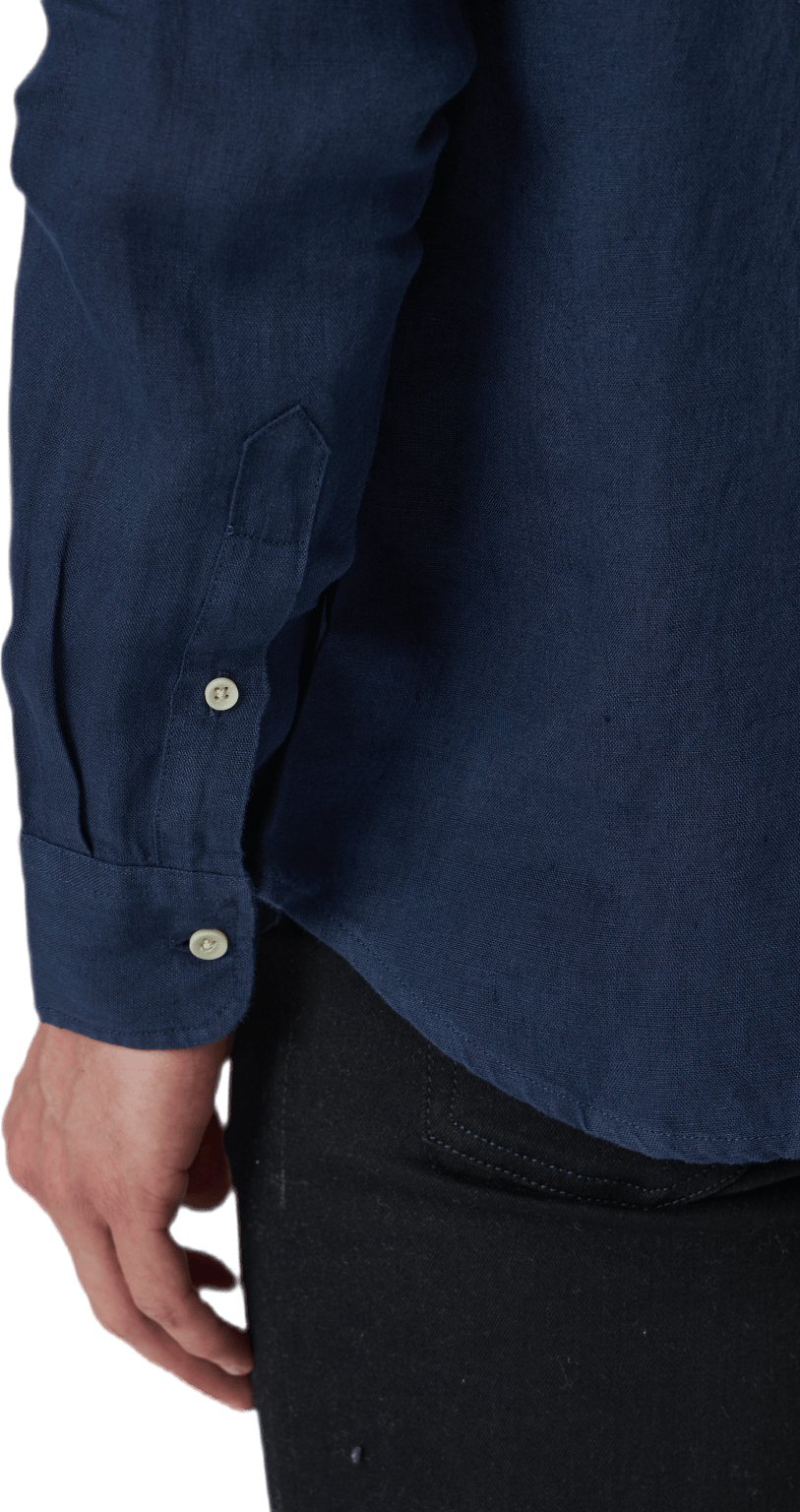 Bluplain Linen Shirt L/s Blå - Bild 5