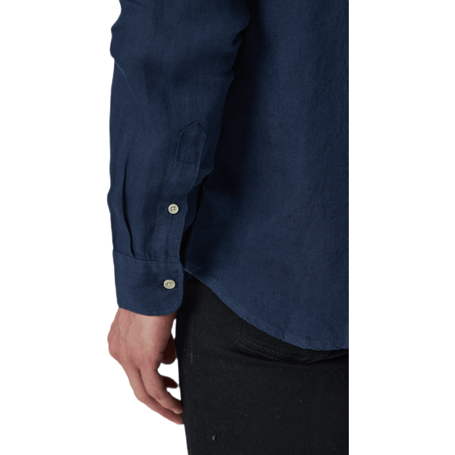 Bluplain Linen Shirt L/s Blå - Bild 5